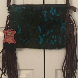 American Darling acid wash hair on hide crossbody